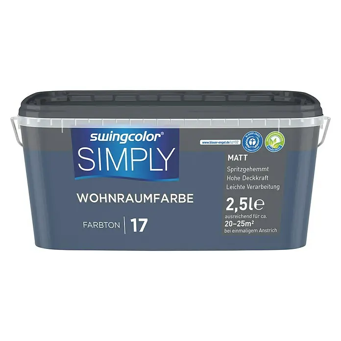 swingcolor Muurverf SIMPLY  NR. 17 - Blauw - Nr. 17, 2,5 l, Mat - Vooraanzicht