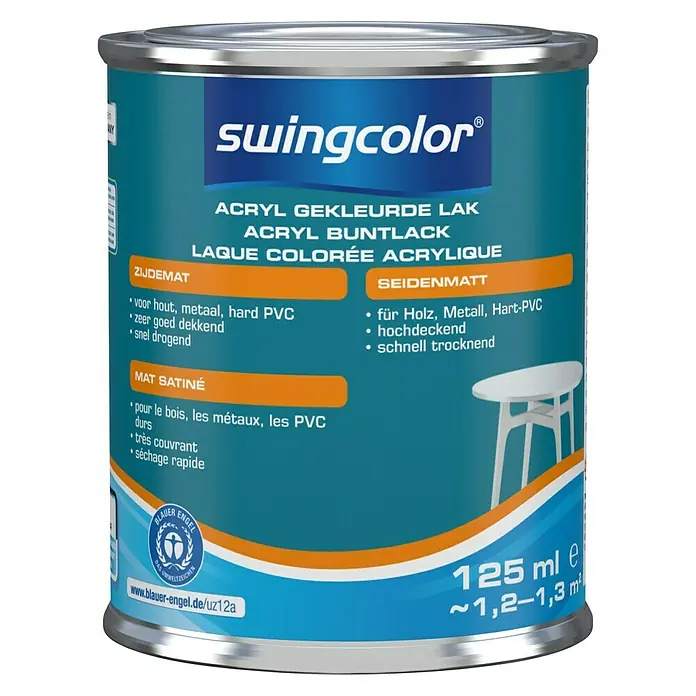 swingcolor Acryllak - Duifblauw, 125 ml, Zijdemat - Vooraanzicht