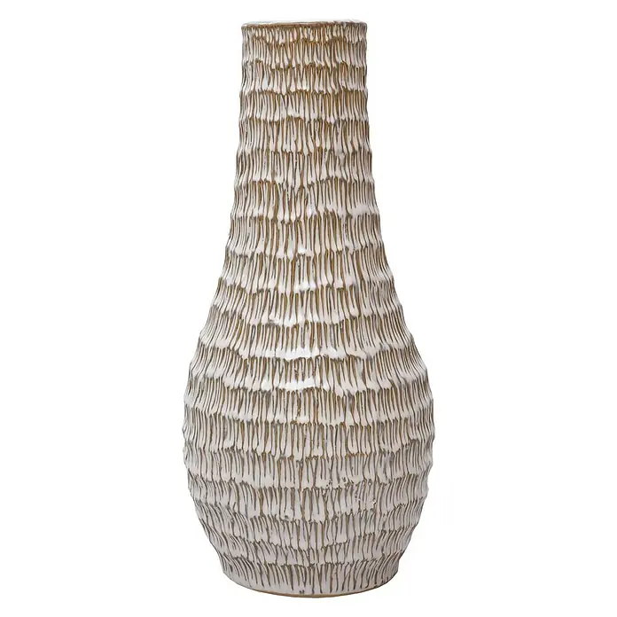 Vase - Ø x H: 19 x 38 cm, Keramik, Weiß - Vorderansicht