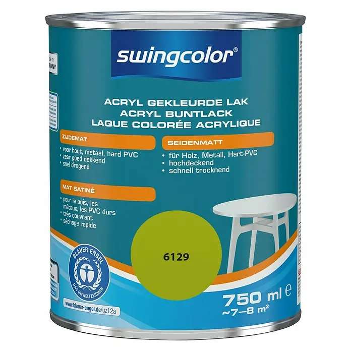 swingcolor Acryllak 6129 Appelgroen - Appelgroen, 750 ml, Zijdemat - Vooraanzicht