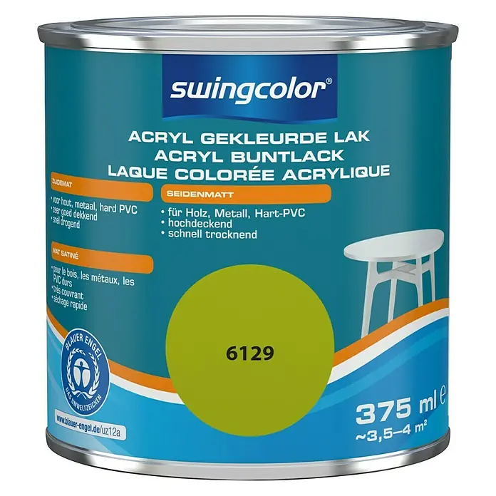 swingcolor Acryllak 6129 Appelgroen - Appelgroen, 375 ml, Zijdemat - Vooraanzicht