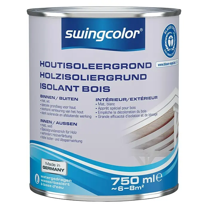 swingcolor Isoleergrond voor hout Wit - Wit, 750 ml, Mat - Vooraanzicht