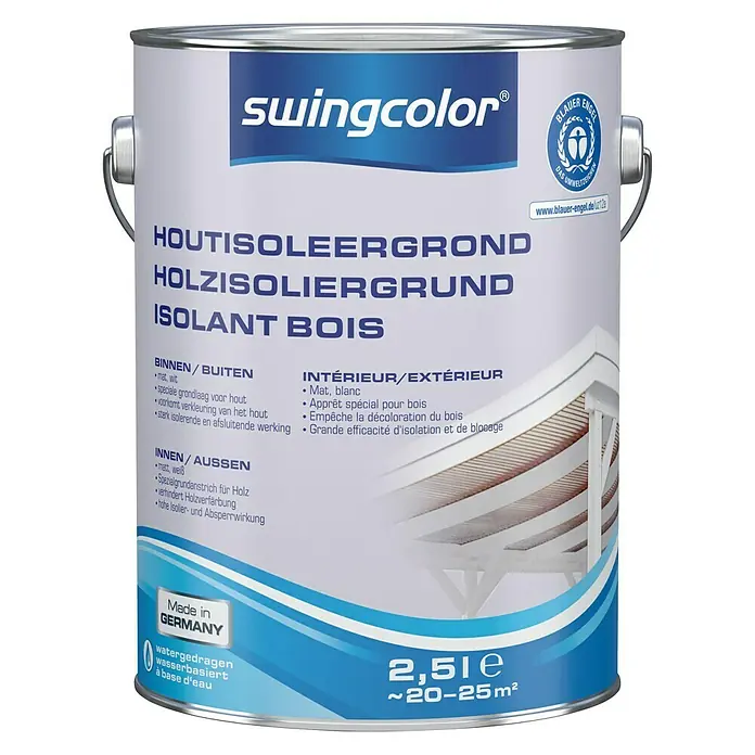 swingcolor Isoleergrond voor hout Wit - Wit, 2,5 l, Mat - Vooraanzicht