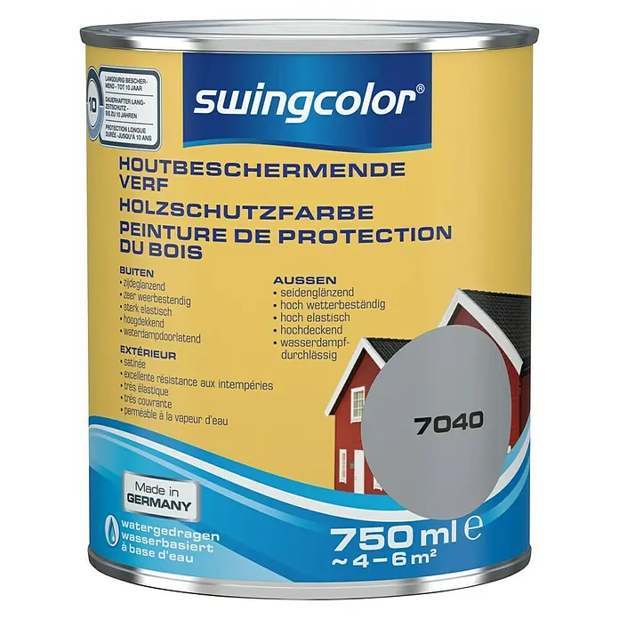 swingcolor Houtbeschermende verf Venstergrijs - Venstergrijs, 750 ml, Zijdeglans - Vooraanzicht