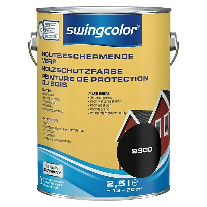 swingcolor Houtbeschermende verf Zwart - Zwart, 2,5 l, Zijdeglans - Vooraanzicht