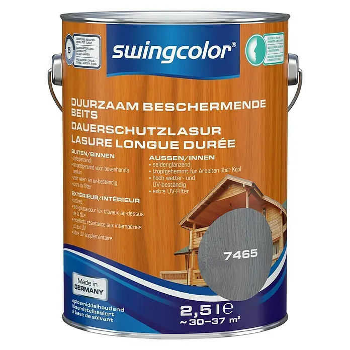 swingcolor Houtbeschermingsbeits Duurzaam Antracietgrijs - Antracietgrijs, 2,5 l, Zijdeglans - Vooraanzicht