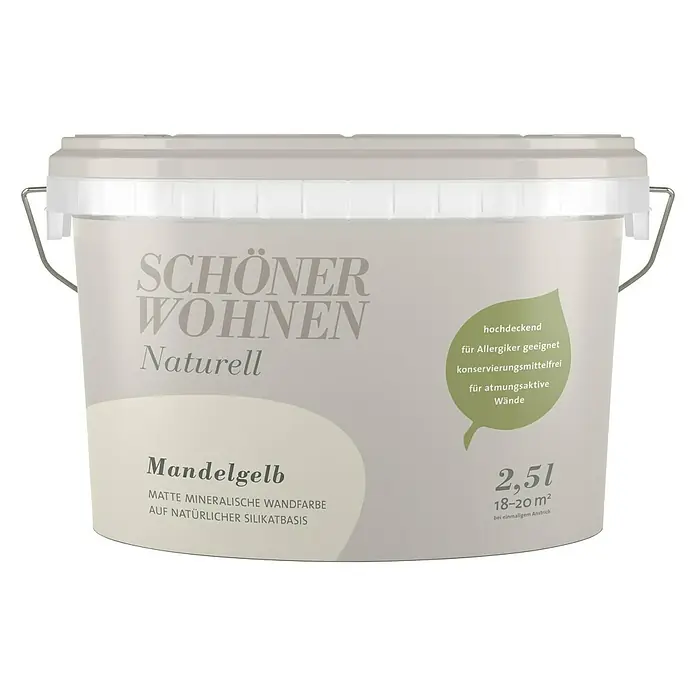 SCHÖNER WOHNEN-Farbe Muurverf Naturell Amandelgeel - Amandelgeel, 2,5 l, Mat - Vooraanzicht