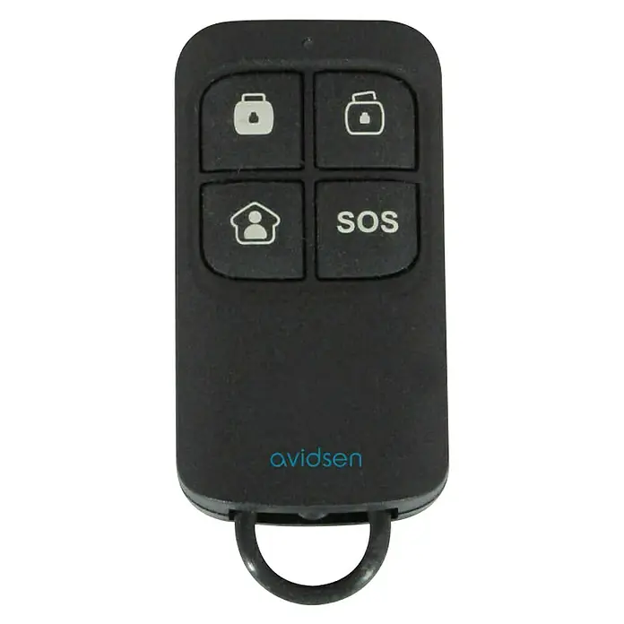 Avidsen Mando a distancia de la alarma - Específico para: Kit de alarma Avidsen modelo 100720 y 100731, 1 ud., Alcance: 100 m (campo abierto) - Vista frontal