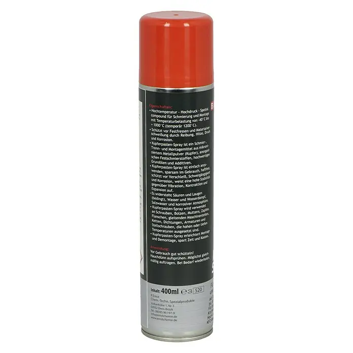 Profi Depot Kupferspray - 400 ml, Hitzebeständigkeit: -40 °C bis +1.000 °C - Linke Seitenansicht