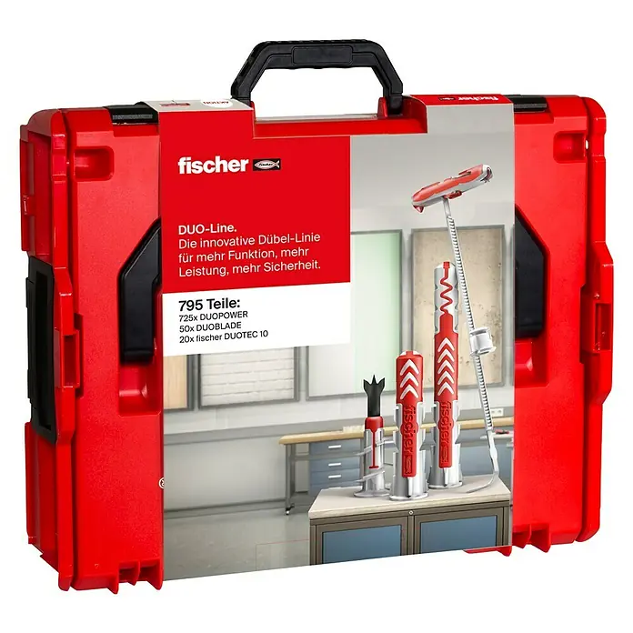Fischer Dübelsortiment Duoline L-Boxx 102 - 795 -tlg., Mit Rand - Diagonale Ansicht