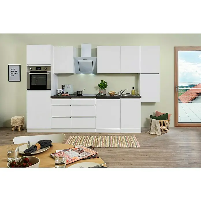 Respekta Premium Küchenzeile GLRP330HWWM - Breite: 330 cm, Mit Elektrogeräten, Weiß matt - Stimmungsaufnahme