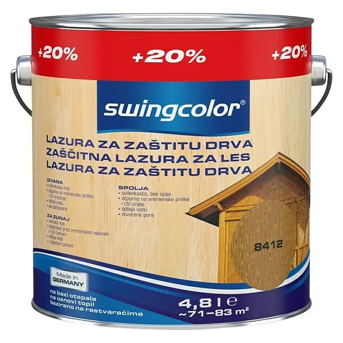 swingcolor Lazura za drvo - Tikovina, 4,8 l - Pogled sprijeda