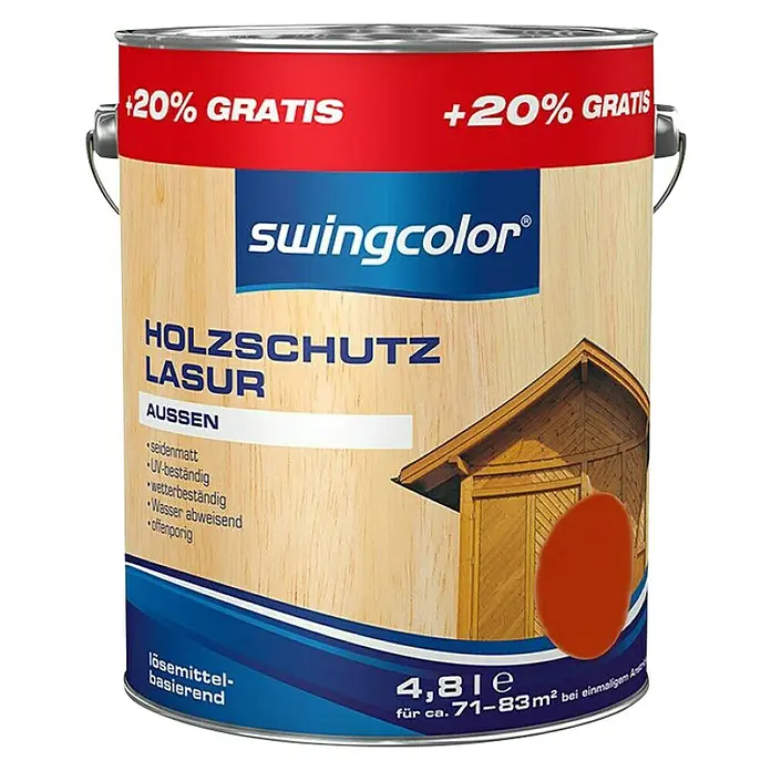 swingcolor Lazura za drvo - Mahagonij, 4,8 l - Pogled sprijeda