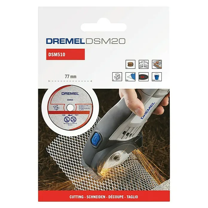 Dremel Disco de corte DSM 510 - Diámetro disco: 77 mm, Apto para: Metal, Profundidad de corte: 20 mm, 3 ud. - Vista frontal