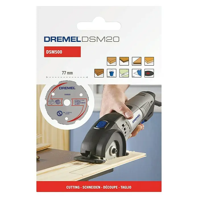 Dremel Karbid-Trennscheibe DSM 500 - Durchmesser Scheibe: 77 mm, Geeignet für: Holz, Schnitttiefe: 20 mm, 1 Stk. - Vorderansicht