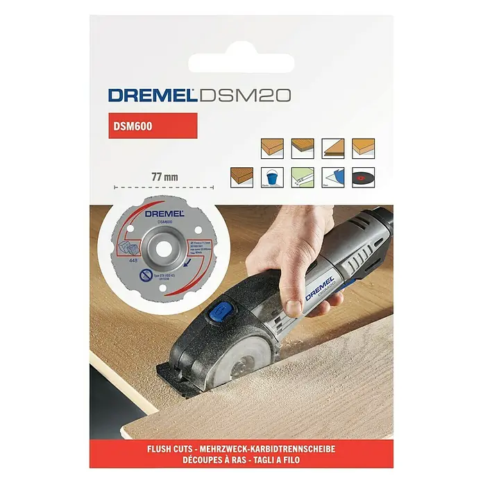 Dremel Carbide doorslijpschijf DSM600 - Schijfdiameter: 77 mm, Zaagdiepte: 20 mm - Vooraanzicht