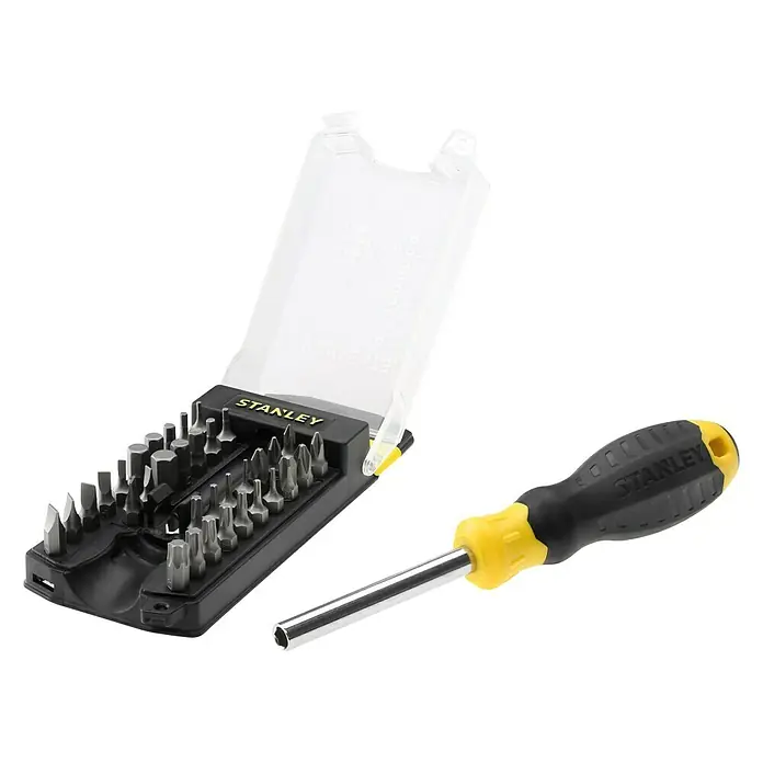 Stanley Umsteckschraubendreher mit Bit-Set - 34 -tlg. - Diagonale Ansicht