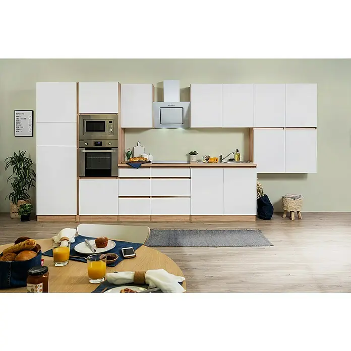 Respekta Premium Küchenzeile GLRP435HESWMGKE - Breite: 435 cm, Mit Elektrogeräten, Weiß matt - Stimmungsaufnahme