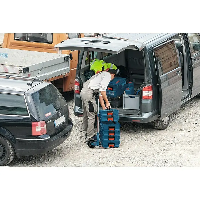 Bosch Professional Klappsackkarre Alu-Caddy - Material: ABS, Passend für: Bosch Professional Werkzeugkoffer L-BOXX - Anwendungsbeispiel