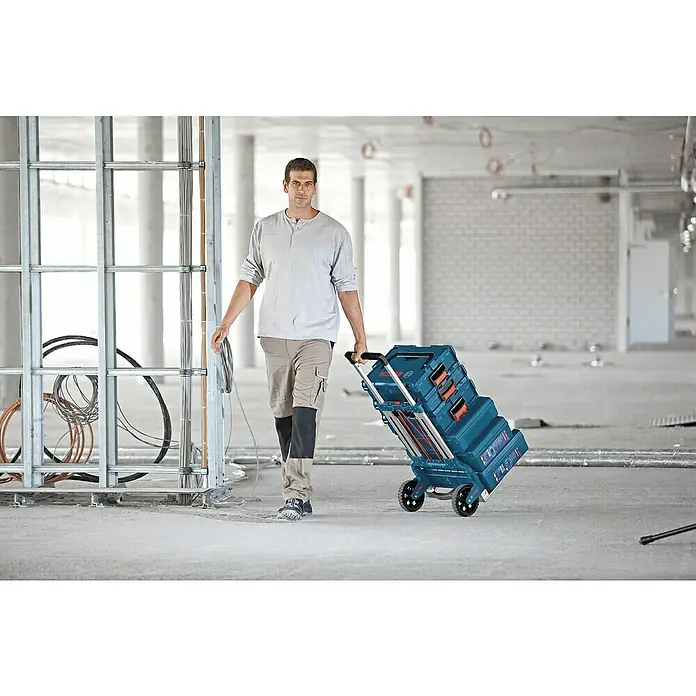Bosch Professional Klappsackkarre Alu-Caddy - Material: ABS, Passend für: Bosch Professional Werkzeugkoffer L-BOXX - Anwendungsbeispiel
