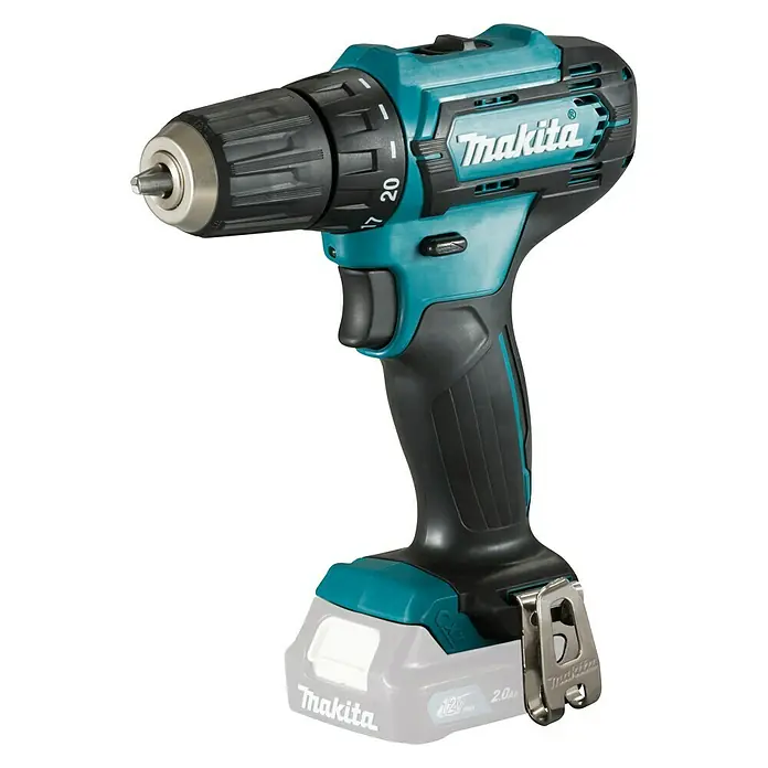 Makita Akku-Bohrschrauber DF333DZ - 12 V, Ohne Akku, Leerlaufdrehzahl: 0 U/min - 1.700 U/min - Diagonale Ansicht