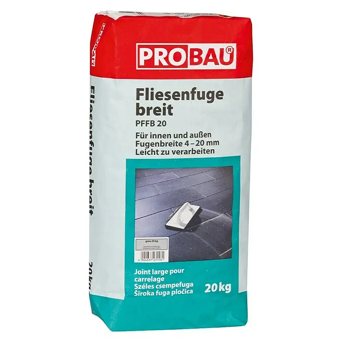 Probau Fliesenfuge breit - Grau, 20 kg - Vorderansicht