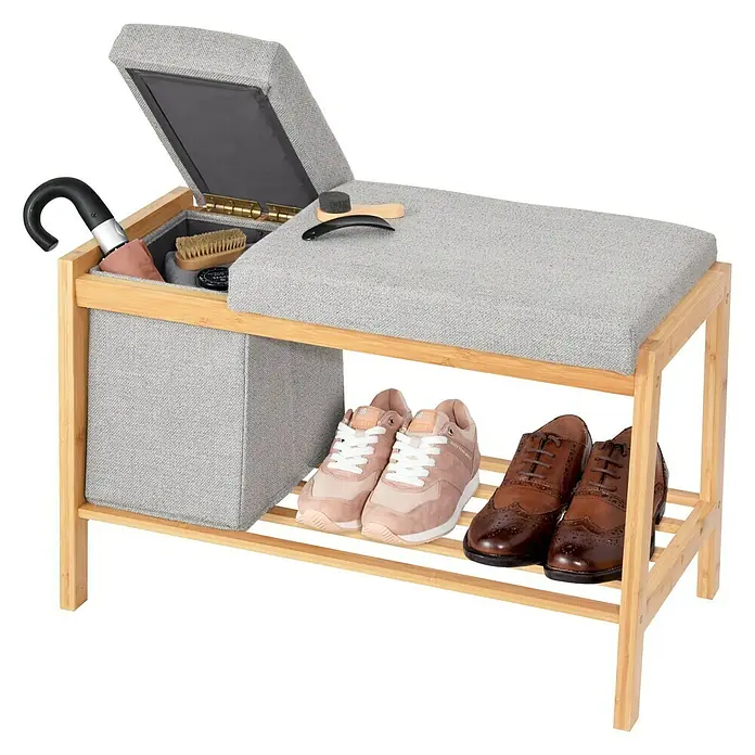 Schuhregal - L x B x H: 70,5 x 36 x 48 cm, Naturmaterialien - Diagonale Ansicht