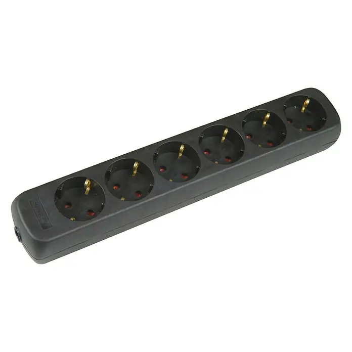 UniTEC Steckdosenleiste ohne Kabel - Schwarz, Max. Anschlussleistung: 3.500 W - Diagonale Ansicht