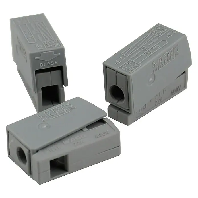Wago Leuchtenklemme - Anzahl Leiter: 1 Stk., 1 - 2,5 mm², 3 Stk. - Diagonale Ansicht