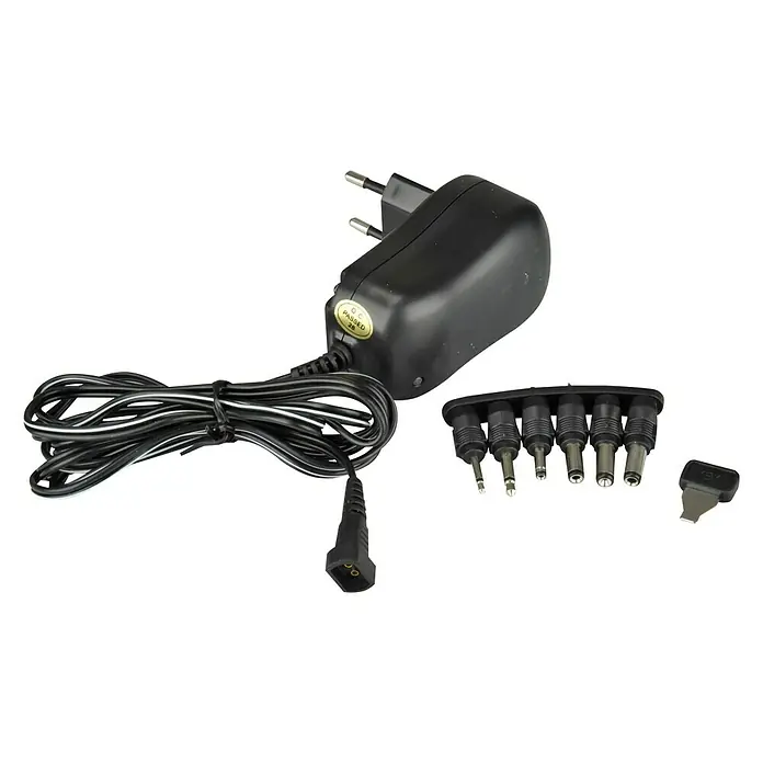 Profi Depot Univerzalni mrežni adapter - Crne boje, Izlazni napon: 3/4,5/6/7,5/9/12 V - Dijagonalni pogled