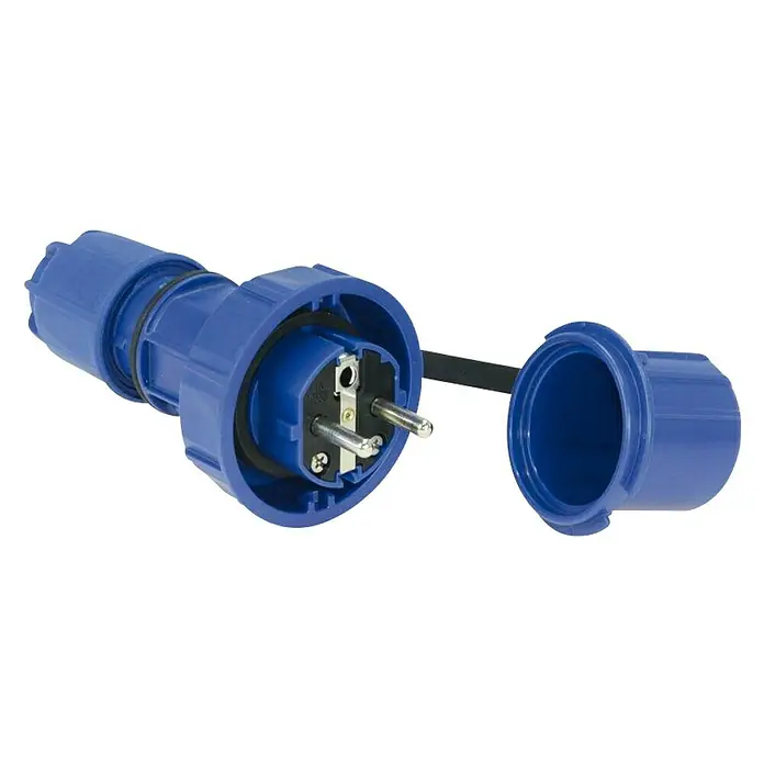 PCE Schutzkontaktstecker - IP66, Blau, Kunststoff, 16 A - Diagonale Ansicht