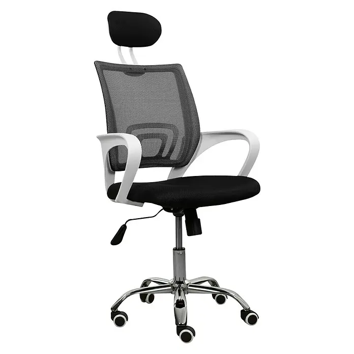 Silla de oficina Marta - Blanco/Negro, Reposacabezas - Vista angular