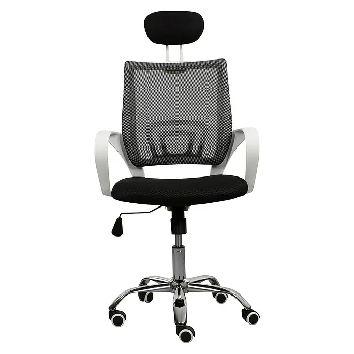 Silla de oficina Marta - Blanco/Negro, Reposacabezas - Vista frontal