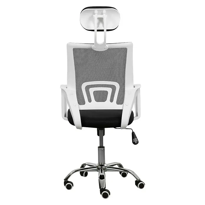 Silla de oficina Marta - Blanco/Negro, Reposacabezas - Vista trasera