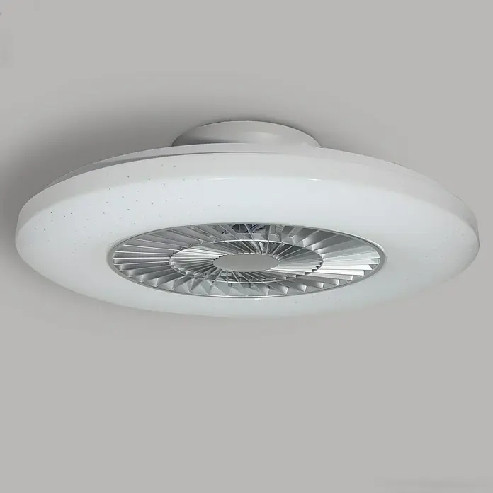 Proklima Deckenventilator mit LED-Beleuchtung - 40 W, Silber, Weiß, Ø x H: 59,5 x 19,5 cm - Detailaufnahme