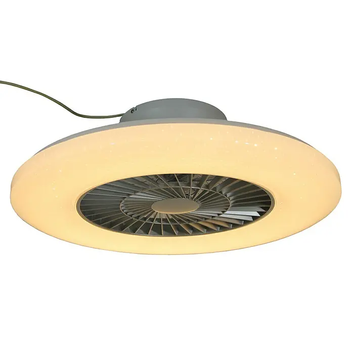 Proklima Deckenventilator mit LED-Beleuchtung - 40 W, Silber, Weiß, Ø x H: 59,5 x 19,5 cm - Ansicht von unten