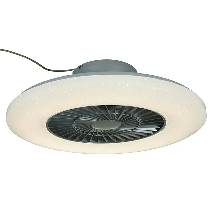 Proklima Deckenventilator mit LED-Beleuchtung - 40 W, Silber, Weiß, Ø x H: 59,5 x 19,5 cm - Ansicht von unten