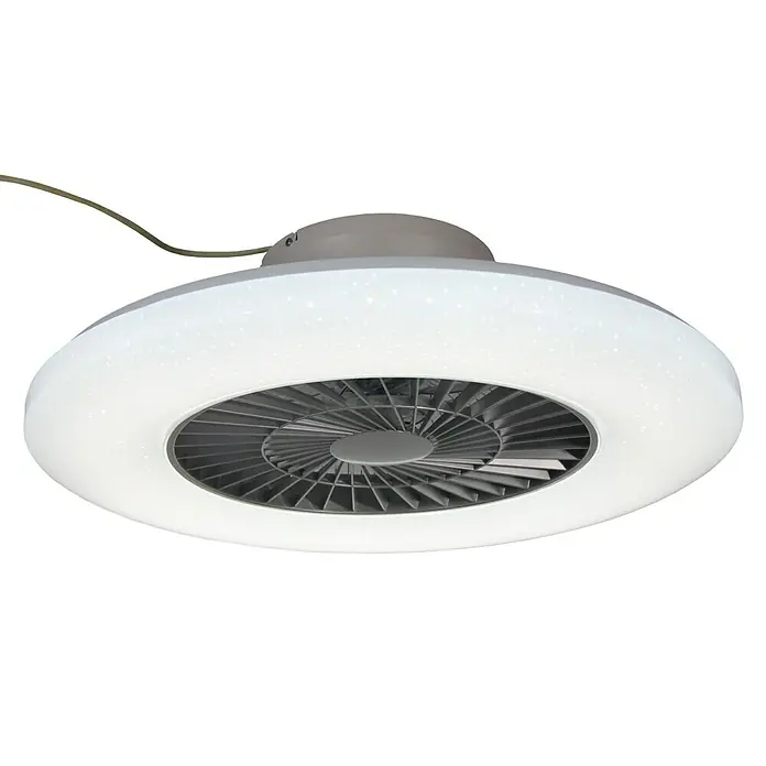 Proklima Deckenventilator mit LED-Beleuchtung - 40 W, Silber, Weiß, Ø x H: 59,5 x 19,5 cm - Ansicht von unten