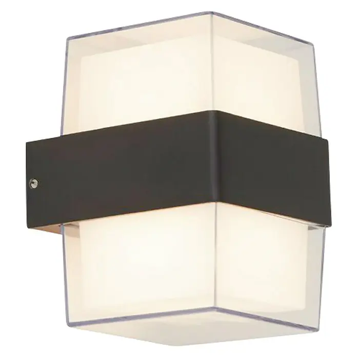 Searchlight Wandlamp voor buiten Frosty - 11 x 9,5 x 13,3 cm, Zwart, IP44 - Diagonaal zicht