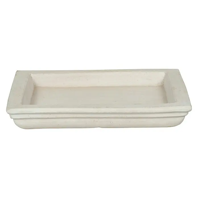 Kasten-Untersetzer Parma - L x B: 22 x 22 cm, Beton, Weiß - Vorderansicht