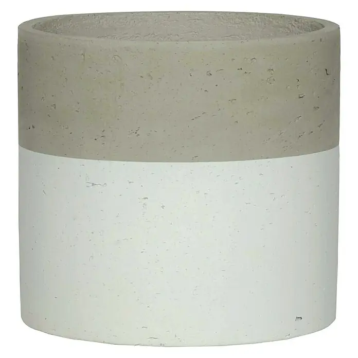 Pflanztopf Ancona - Außenmaß (Ø x H): 26 x 24 cm, Beton, Weißgrau - Vorderansicht