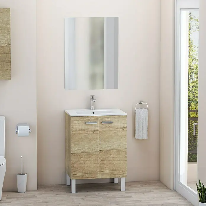 Mueble de lavabo Fran kit - L x An x Al: 46 x 60 x 84 cm, Nature, Mate - Foto ambiente