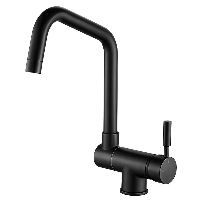 Rousseau Grifo de cocina Mica - Negro, Caño giratorio, Reclinable - Vista angular