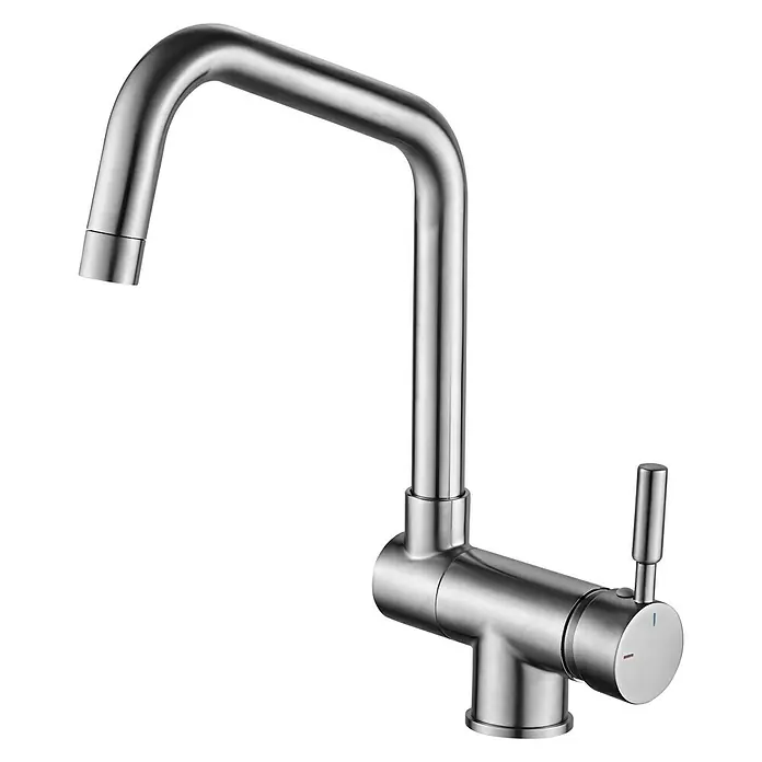 Rousseau Grifo de cocina Mica - Acero inoxidable, Caño giratorio, Reclinable - Vista angular