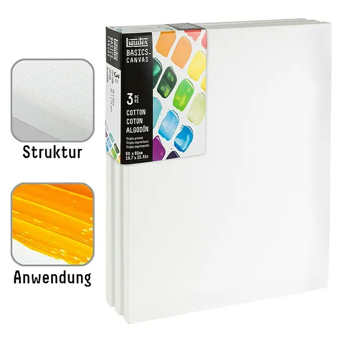 Liquitex Basics Slikarsko platno sa drvenim okvirom - 60 x 50 x 1,8 cm, Pamuk, Trostruko grundirano - Pogled sprijeda