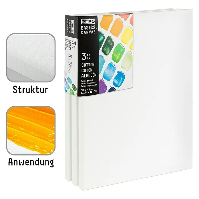 Liquitex Basics Slikarsko platno sa drvenim okvirom - 40 x 30 x 1,8 cm, Pamuk, Trostruko grundirano - Pogled sprijeda