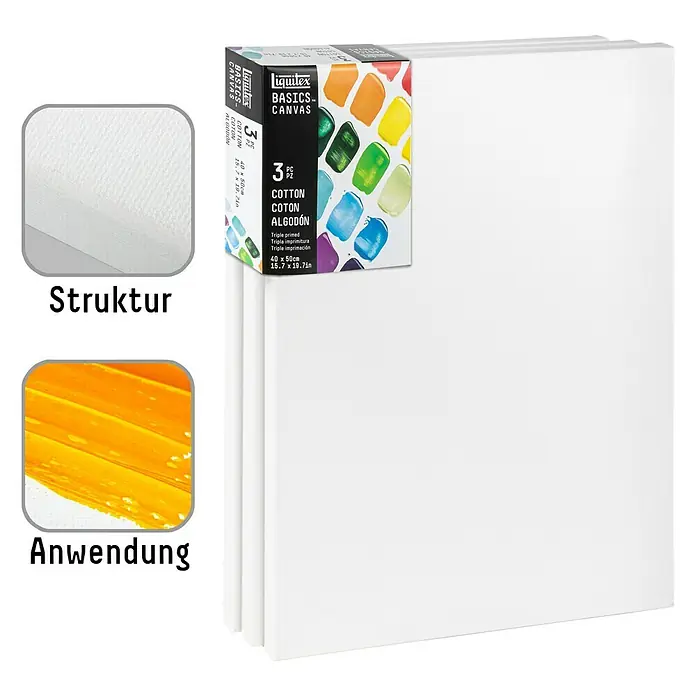 Liquitex Basics Slikarsko platno sa drvenim okvirom - 50 x 40 x 1,8 cm, Pamuk, Trostruko grundirano - Pogled sprijeda