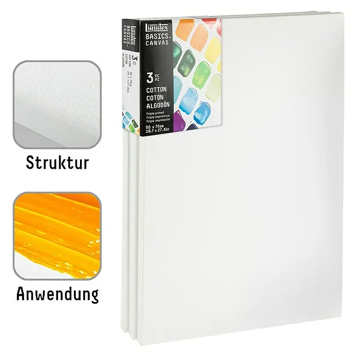 Liquitex Basics Slikarsko platno sa drvenim okvirom - 70 x 50 x 1,8 cm, Pamuk, Trostruko grundirano - Pogled sprijeda