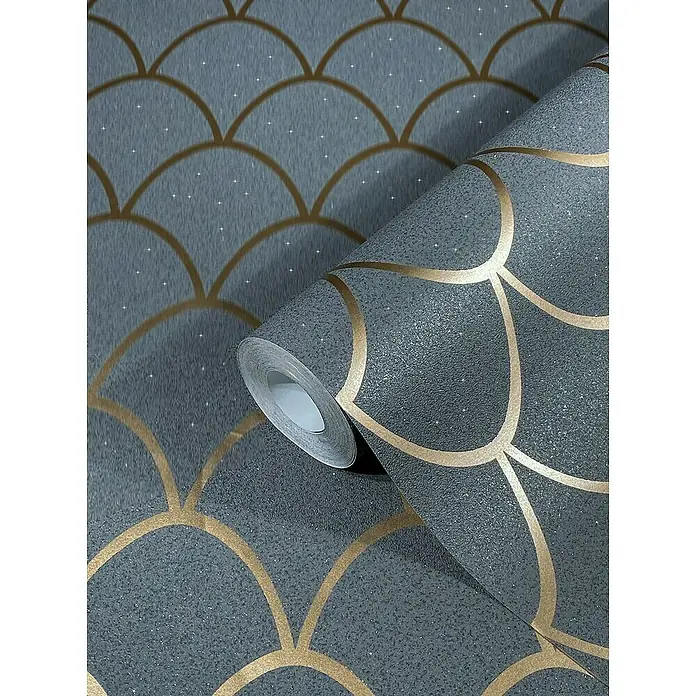 SCHÖNER WOHNEN-Kollektion New Spirit Vliestapete - Grau/Gold, Grafisch, 10,05 x 0,53 m - Detailaufnahme