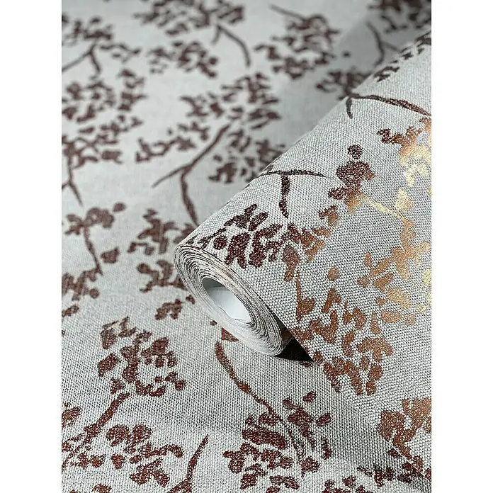 SCHÖNER WOHNEN-Kollektion New Spirit Vliestapete Struktur I - Grau/Gold, Floral, 10,05 x 0,53 m - Detailaufnahme